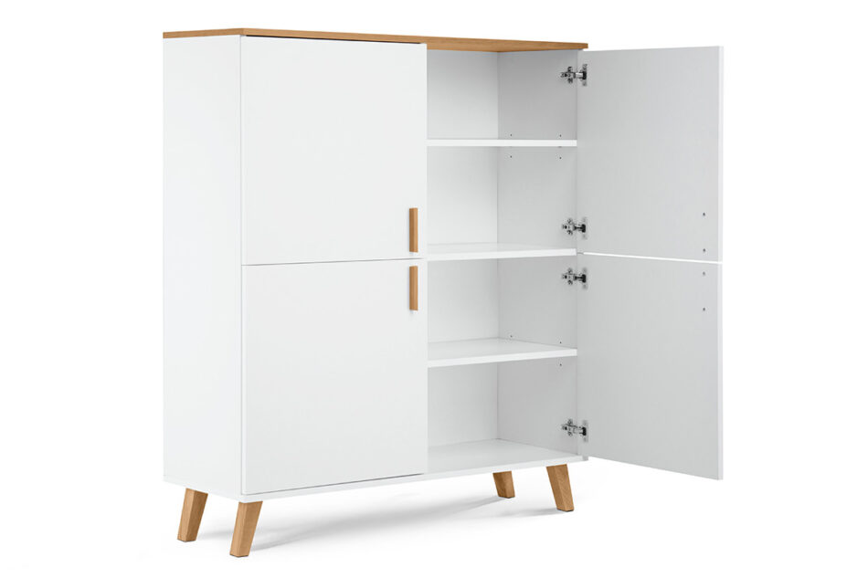 FRISK Biała komoda skandynawska do salonu biały/dąb naturalny - zdjęcie 4