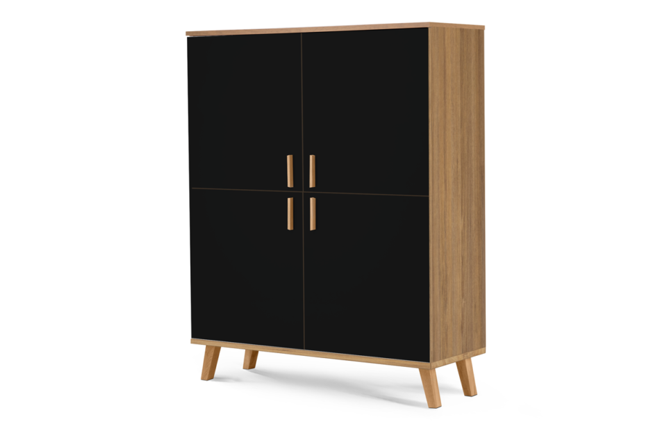 FRISK Czarna komoda skandynawska do salonu antracytowy/dąb naturalny - zdjęcie 1