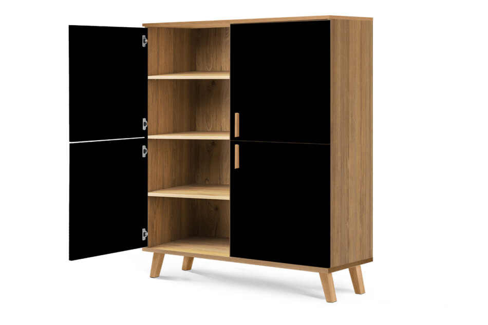 FRISK Czarna komoda skandynawska do salonu antracytowy/dąb naturalny - zdjęcie 2