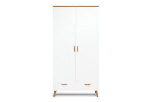 FRISK, https://dev1-mda.konsimo.pl/kolekcja/frisk/ Szafa biała skandynawska biały/dąb naturalny - zdjęcie