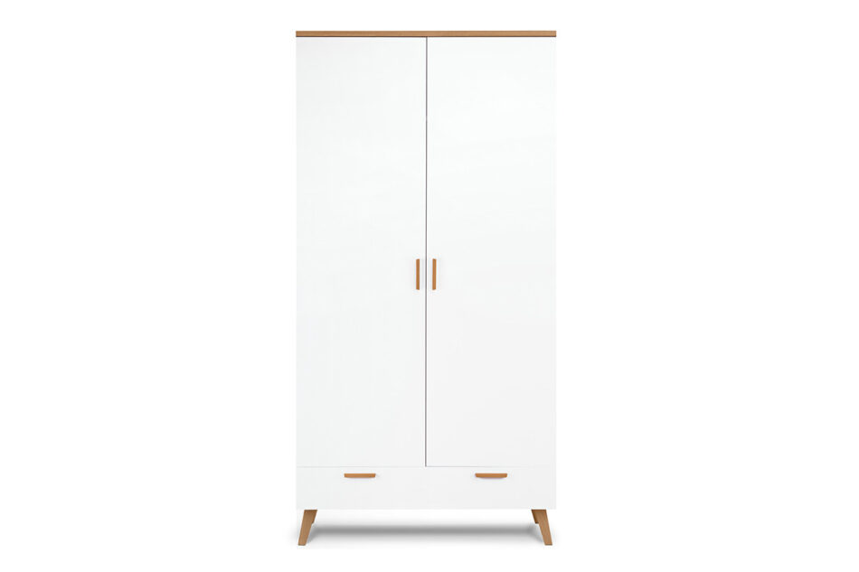 FRISK Szafa biała skandynawska biały/dąb naturalny - zdjęcie 0