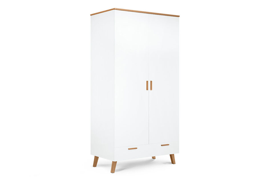FRISK Szafa biała skandynawska biały/dąb naturalny - zdjęcie 1