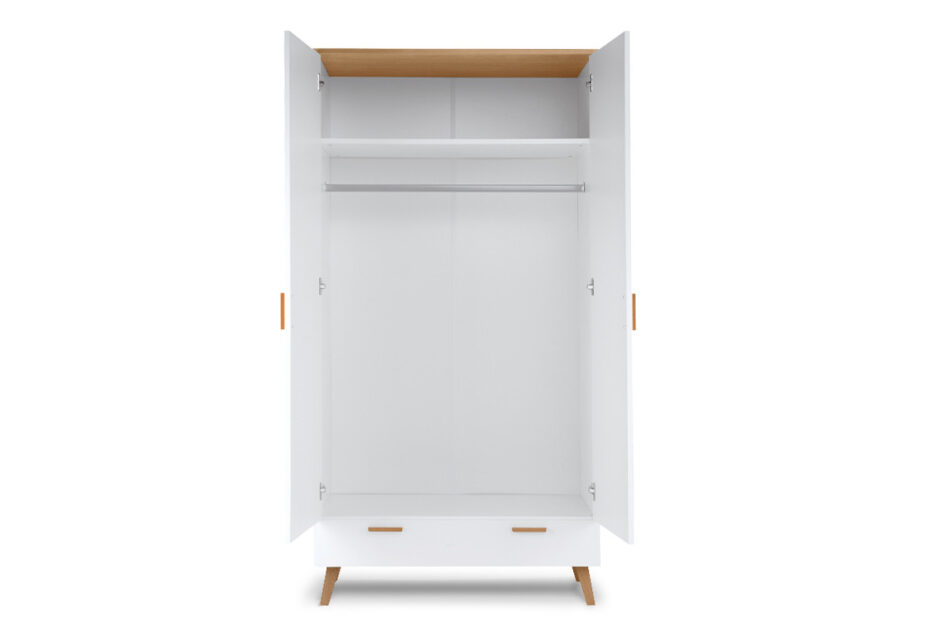 FRISK Szafa biała skandynawska biały/dąb naturalny - zdjęcie 3