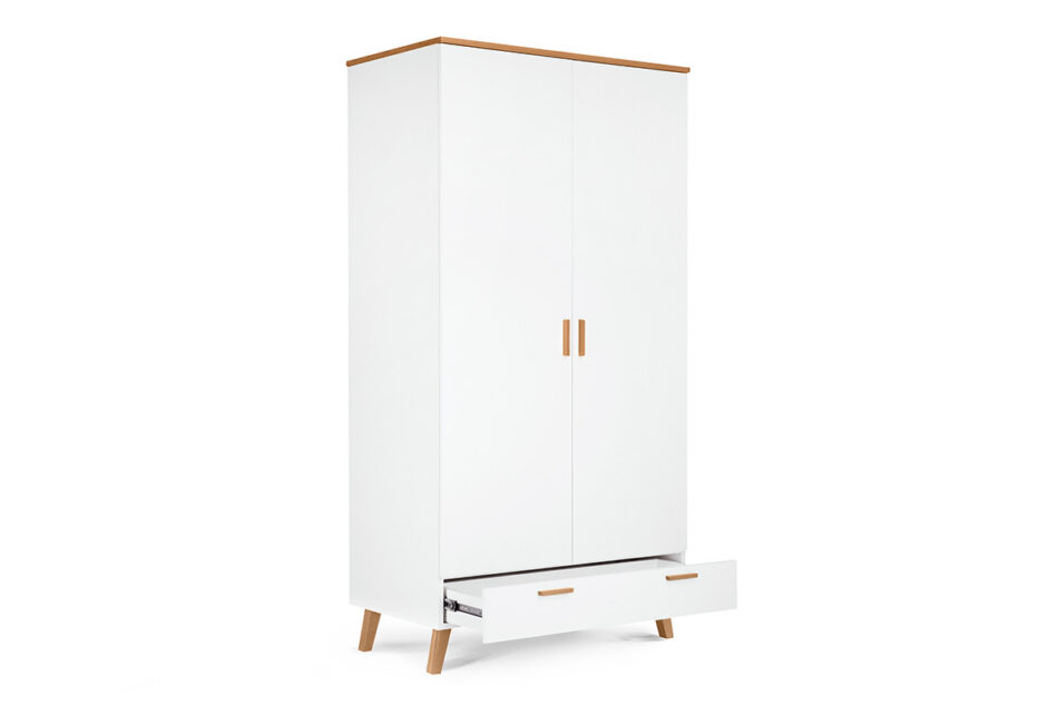FRISK Szafa biała skandynawska biały/dąb naturalny - zdjęcie 2