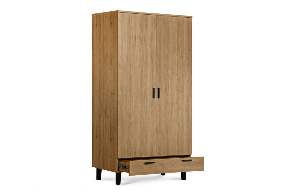 FRISK Szafa dwudrzwiowa z drewnianymi nóżkami dąb naturalny/antracyt - zdjęcie 4