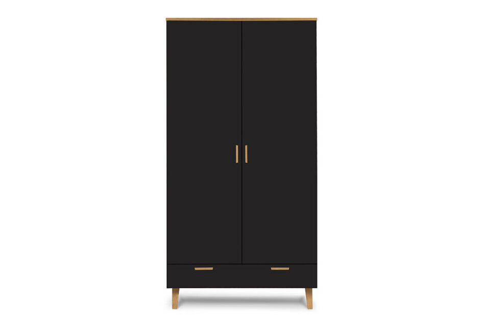 FRISK Szafa czarna skandynawska antracyt/dąb naturalny - zdjęcie 0