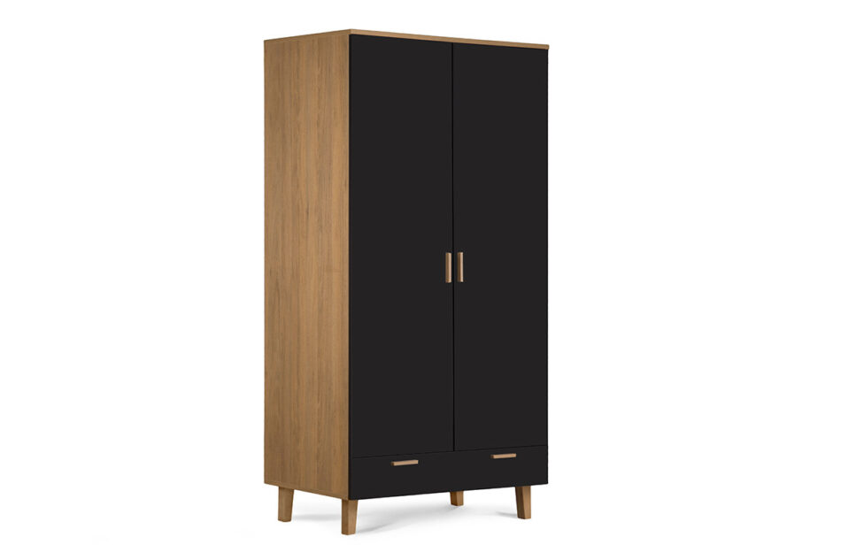 FRISK Szafa czarna skandynawska antracyt/dąb naturalny - zdjęcie 2