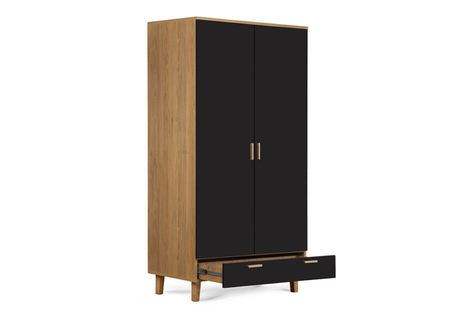 FRISK Szafa czarna skandynawska antracyt/dąb naturalny - zdjęcie 4