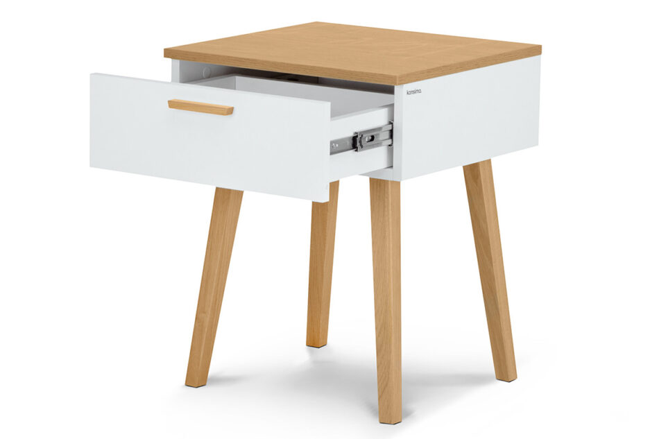 FRISK Szafka nocna skandynawska biała biały/dąb naturalny - zdjęcie 5