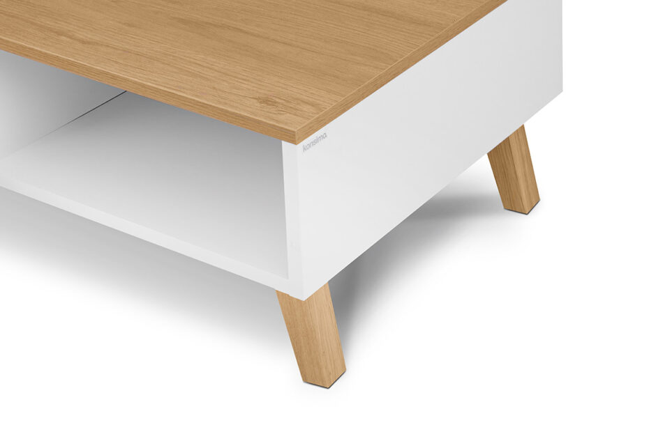 FRISK Stolik kawowy biały skandynawski biały/dąb naturalny - zdjęcie 4