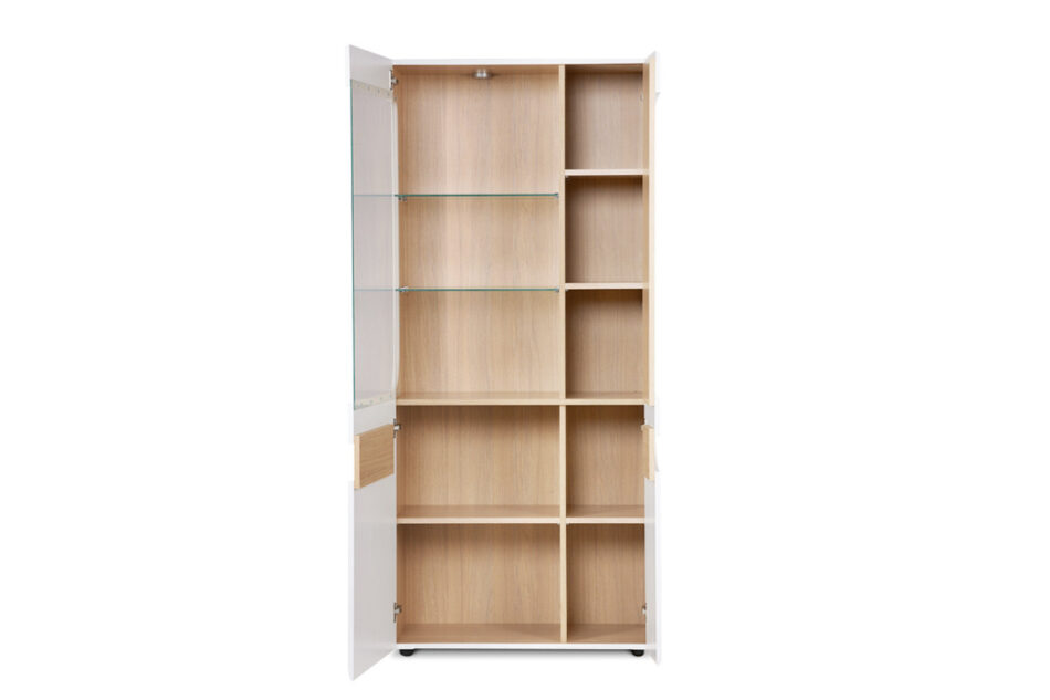 AVERO Witryna biały matowy/biały połysk/dąb - zdjęcie 6