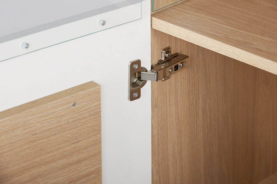 AVERO Witryna biały matowy/biały połysk/dąb - zdjęcie 10