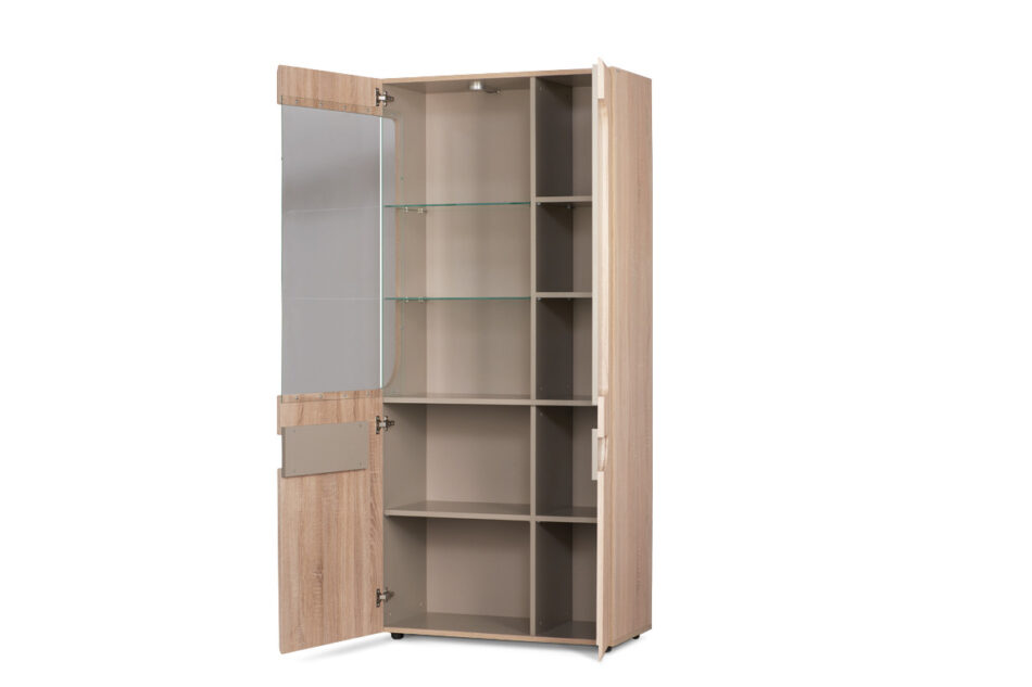 AVERO Witryna dąb/szarobeżowy - zdjęcie 4