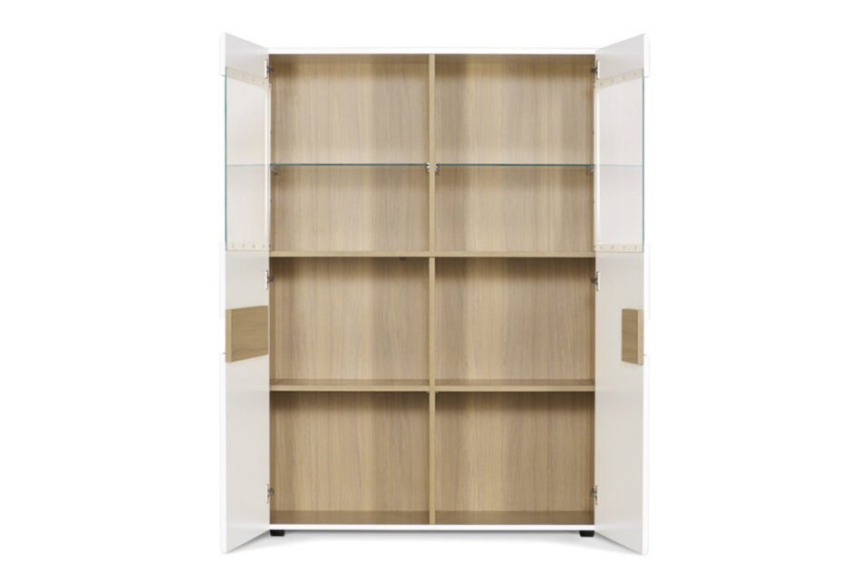 AVERO Witryna biały matowy/biały połysk/dąb - zdjęcie 3