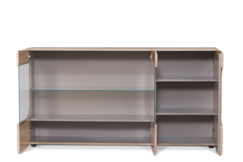 AVERO Komoda z witryną dąb/szarobeżowy - zdjęcie 3