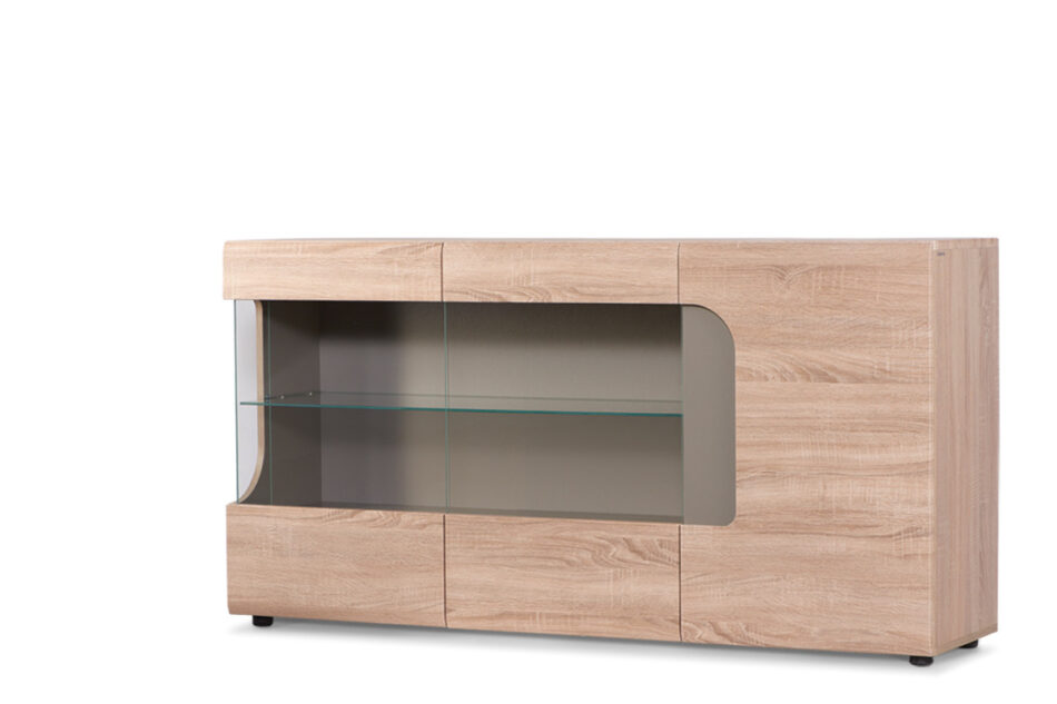 AVERO Komoda z witryną dąb/szarobeżowy - zdjęcie 2