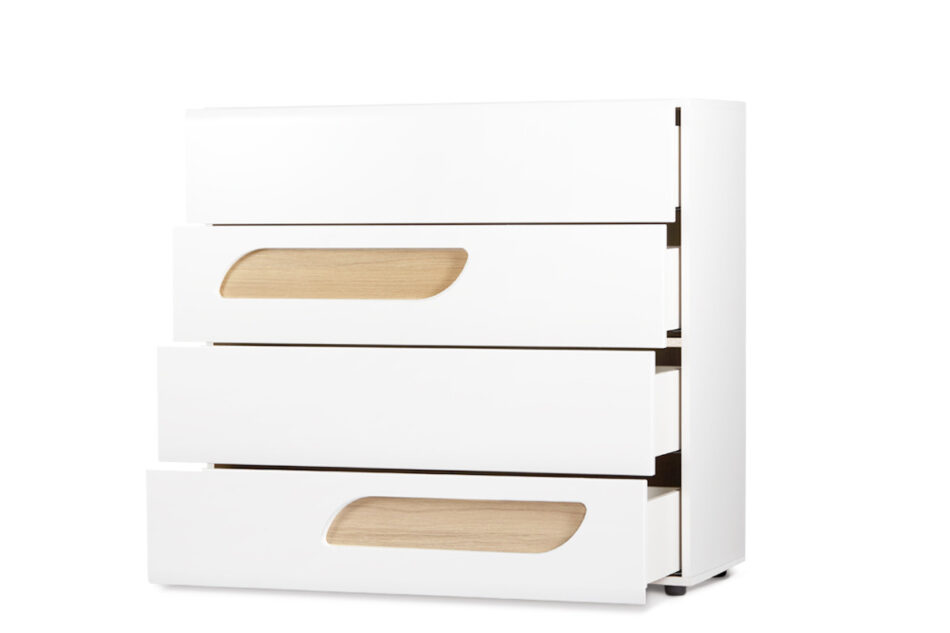 AVERO Komoda biały matowy/biały połysk/dąb - zdjęcie 3