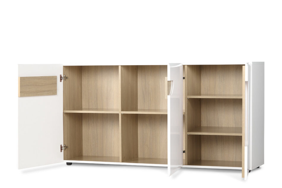 AVERO Komoda biały matowy/biały połysk/dąb - zdjęcie 4