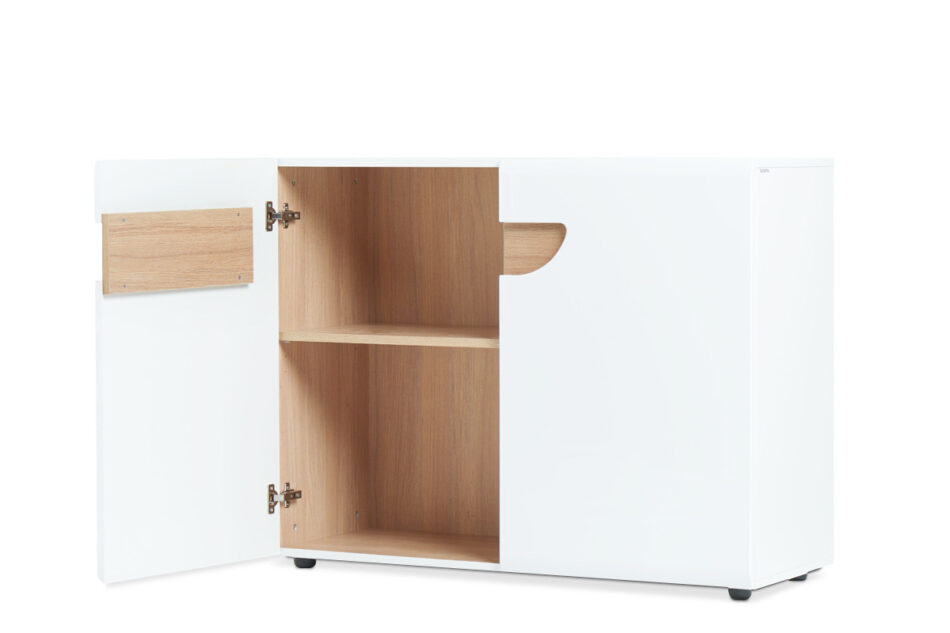 AVERO Komoda biały matowy/biały połysk/dąb - zdjęcie 4