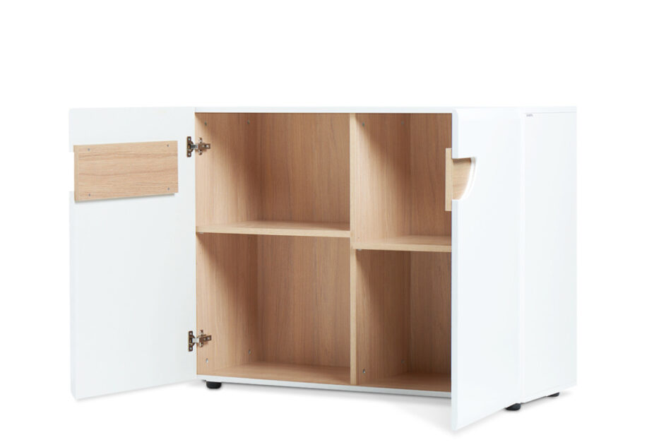 AVERO Komoda biały matowy/biały połysk/dąb - zdjęcie 3