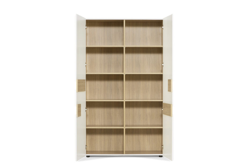 AVERO Szafa ubraniowa biały matowy/biały połysk/dąb - zdjęcie 4