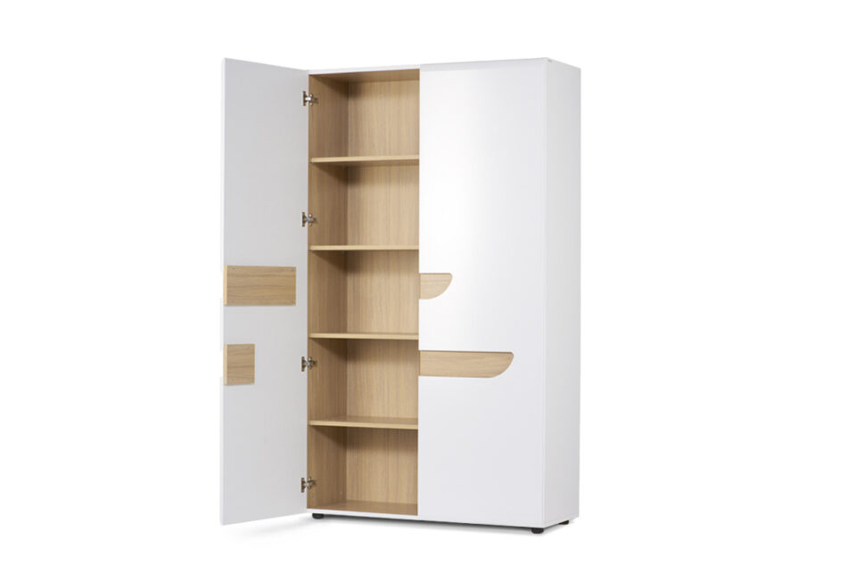 AVERO Szafa ubraniowa biały matowy/biały połysk/dąb - zdjęcie 3