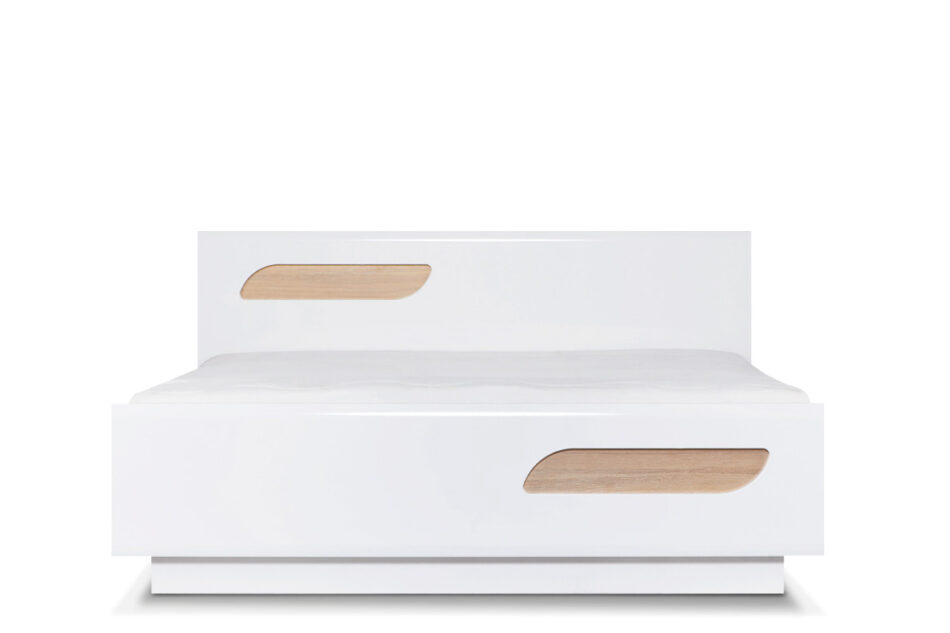 AVERO Łóżko rama biały matowy/biały połysk/dąb - zdjęcie 0