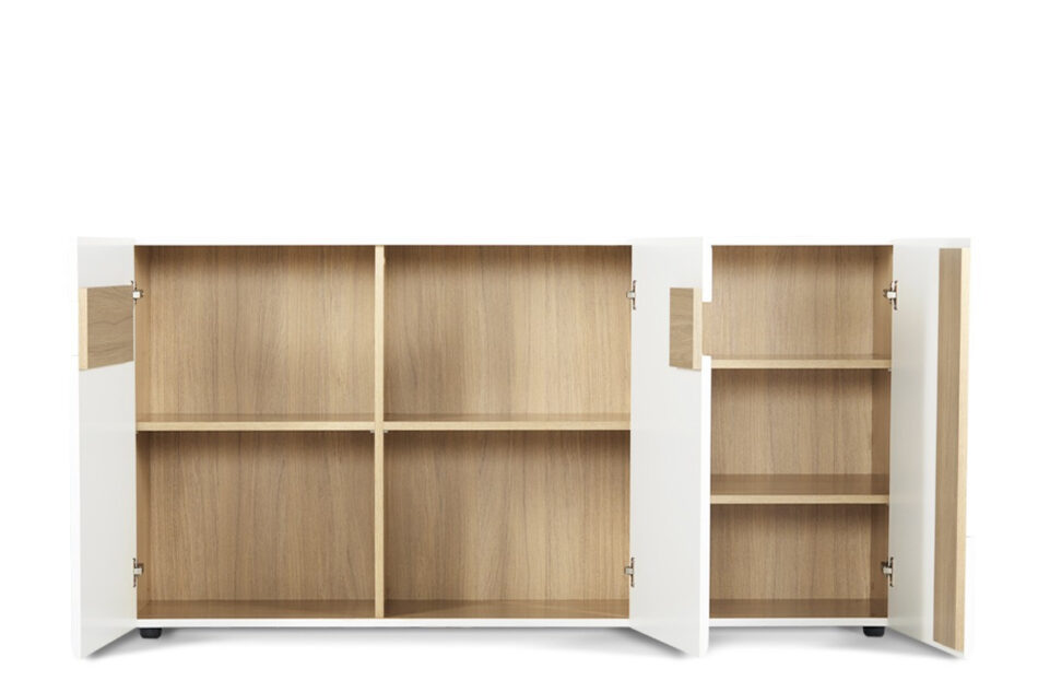 AVERO Zestaw salon biały matowy/biały połysk/dąb - zdjęcie 8