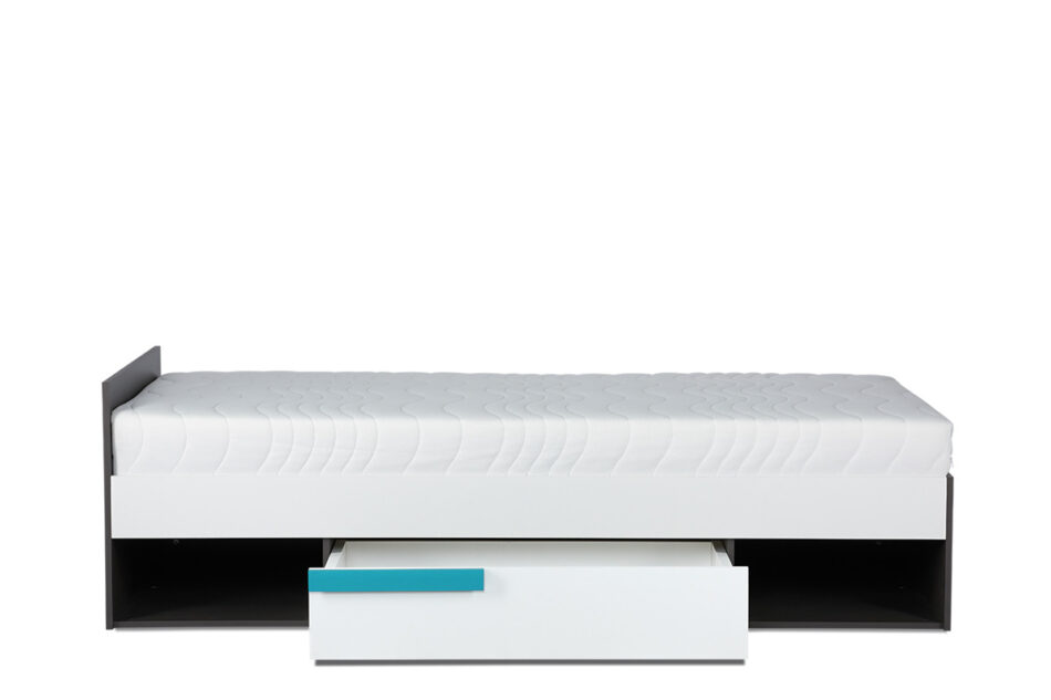 SHIBU Nowoczesne łóżko dla dziecka z szufladą grafit/biały/niebieski - zdjęcie 2