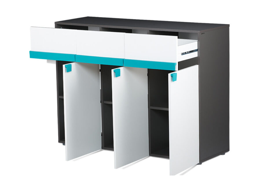 SHIBU Pojemna komoda dla dziecka grafit/biały/niebieski - zdjęcie 2