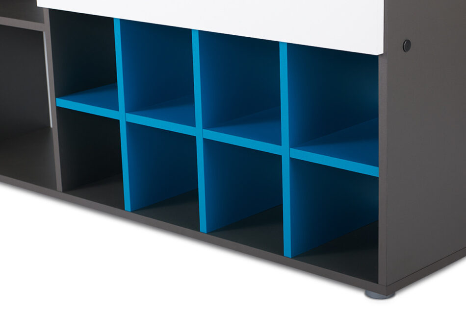 SHIBU Duża komoda dziecięca z półkami grafit/biały/niebieski - zdjęcie 4