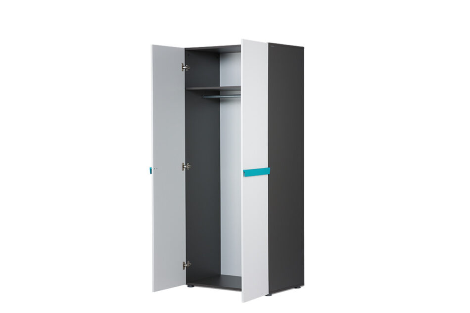 SHIBU Dziecięca szafa z drążkiem grafit/biały/niebieski - zdjęcie 3