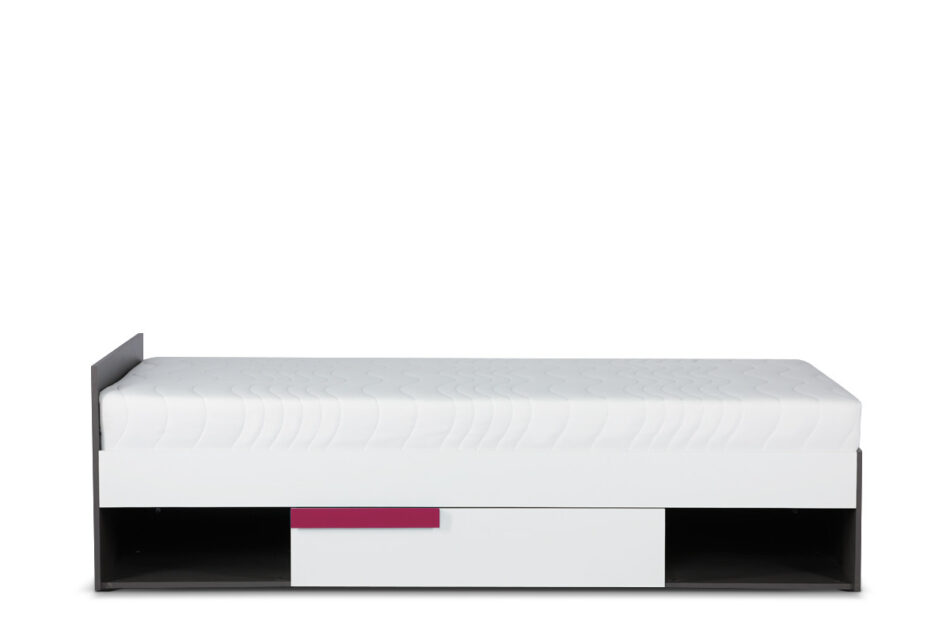 SHIBU Nowoczesne łóżko dla dziecka z szufladą grafit/biały/różowy - zdjęcie 0