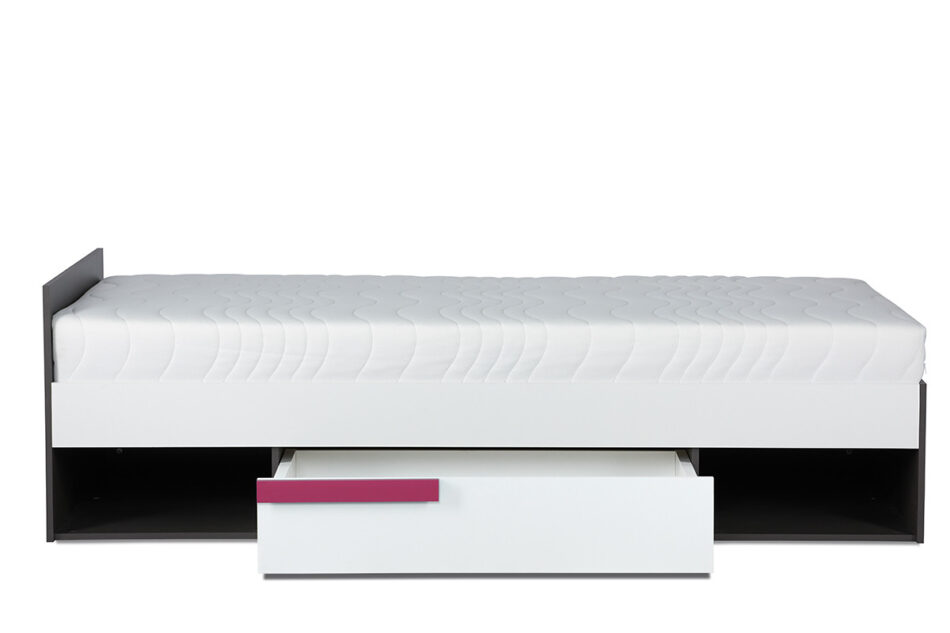 SHIBU Nowoczesne łóżko dla dziecka z szufladą grafit/biały/różowy - zdjęcie 2