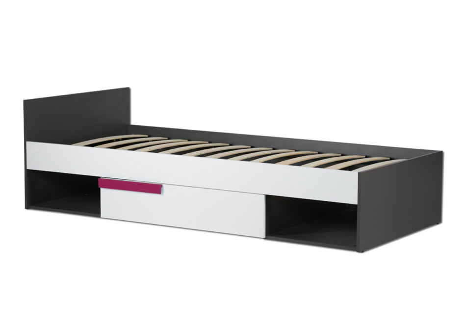 SHIBU Nowoczesne łóżko dla dziecka z szufladą grafit/biały/różowy - zdjęcie 4