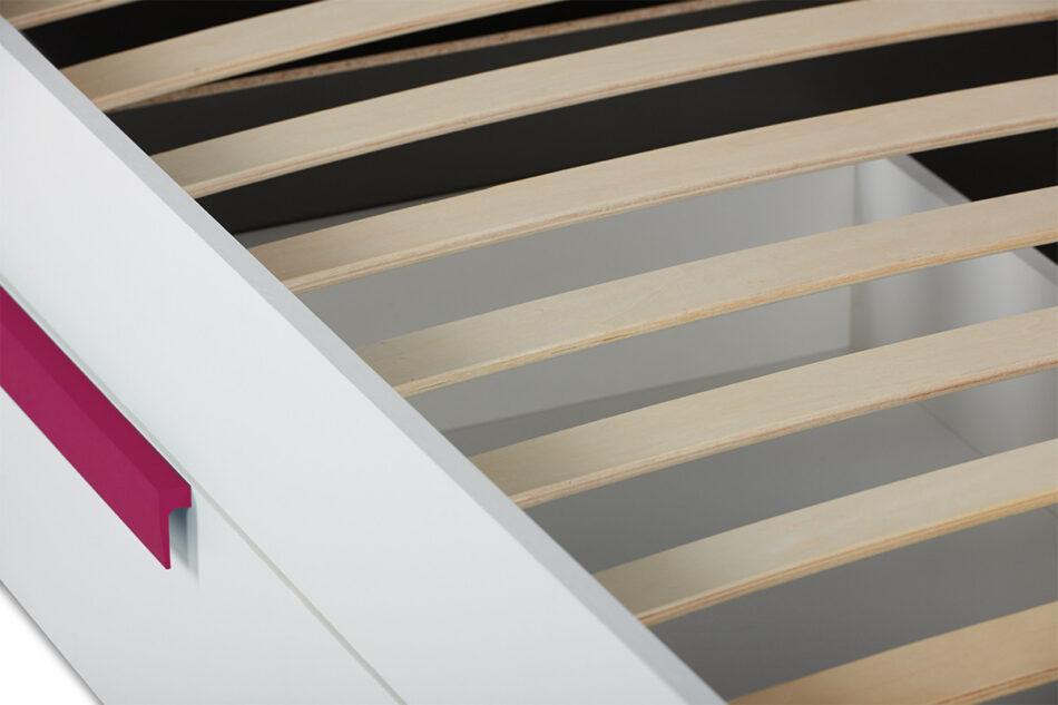 SHIBU Nowoczesne łóżko dla dziecka z szufladą grafit/biały/różowy - zdjęcie 6