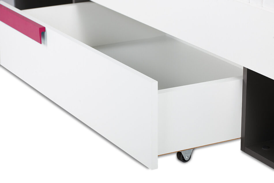 SHIBU Nowoczesne łóżko dla dziecka z szufladą grafit/biały/różowy - zdjęcie 5