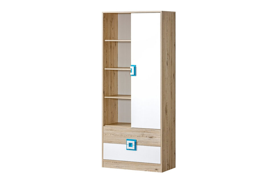 CAMBI Zestaw mebli młodzieżowych, 4 el. biały/jasny dąb/turkusowy - zdjęcie 2