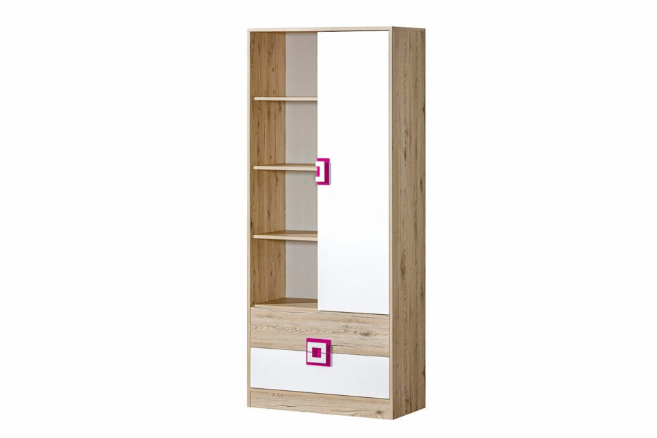 CAMBI Zestaw mebli młodzieżowych, 4 el. biały/jasny dąb/różowy - zdjęcie 3