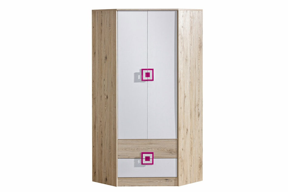 CAMBI Zestaw mebli młodzieżowych, 4 el. biały/jasny dąb/różowy - zdjęcie 2