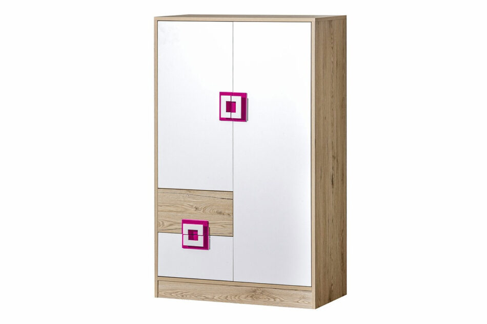 CAMBI Zestaw mebli młodzieżowych, 4 el. biały/jasny dąb/różowy - zdjęcie 1