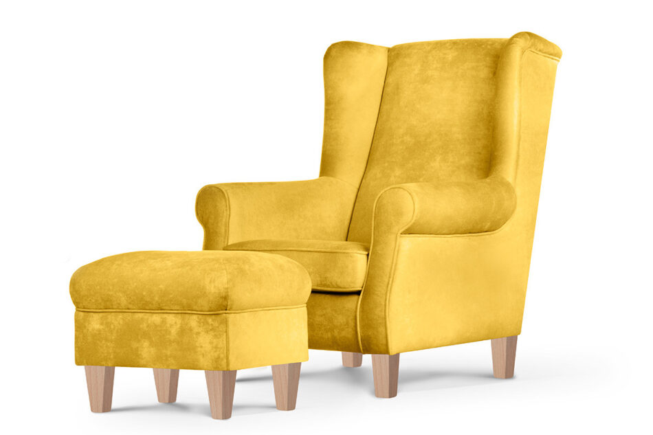 MILES Puf żółty/buk - zdjęcie 2