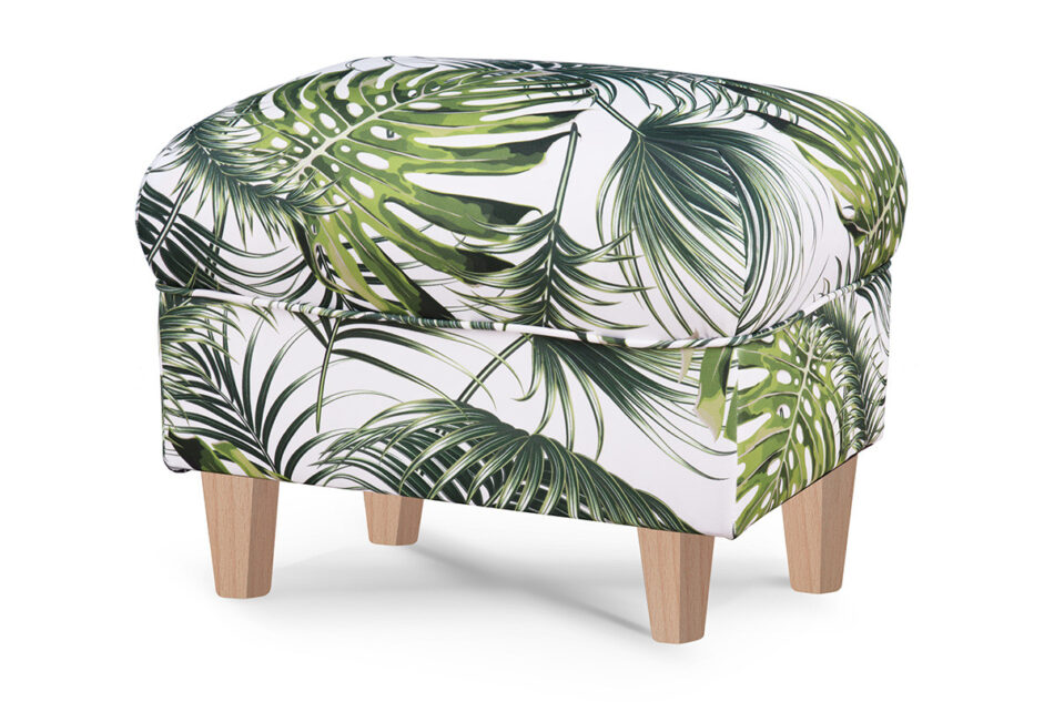 MILES Puf biały/zielony/buk - zdjęcie 1