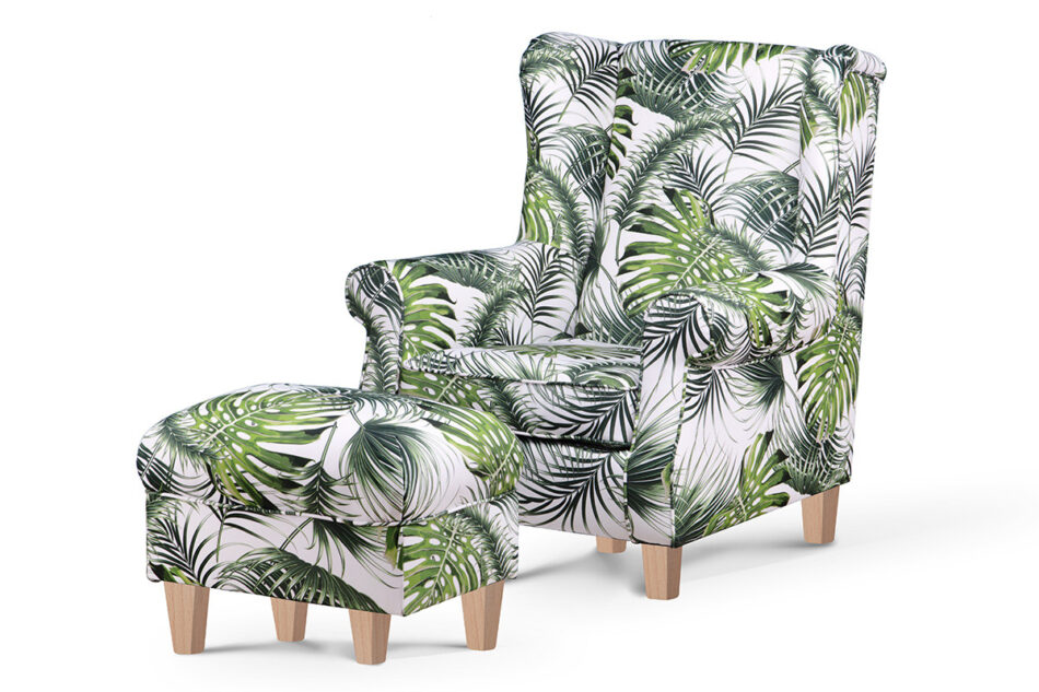 MILES Puf biały/zielony/buk - zdjęcie 2