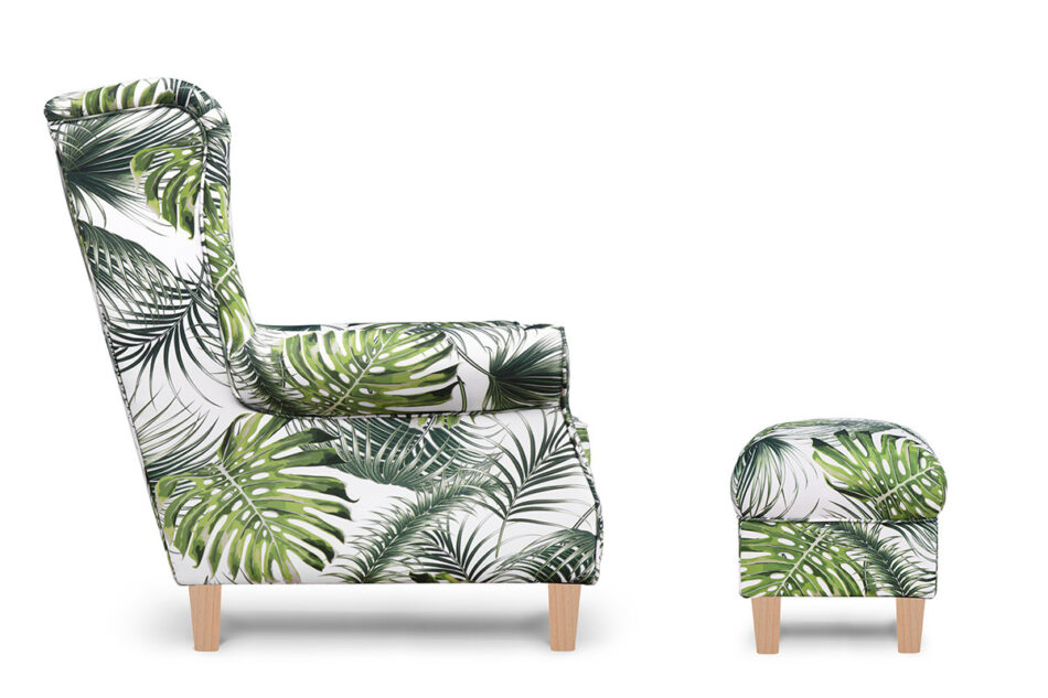 MILES Puf biały/zielony/buk - zdjęcie 3