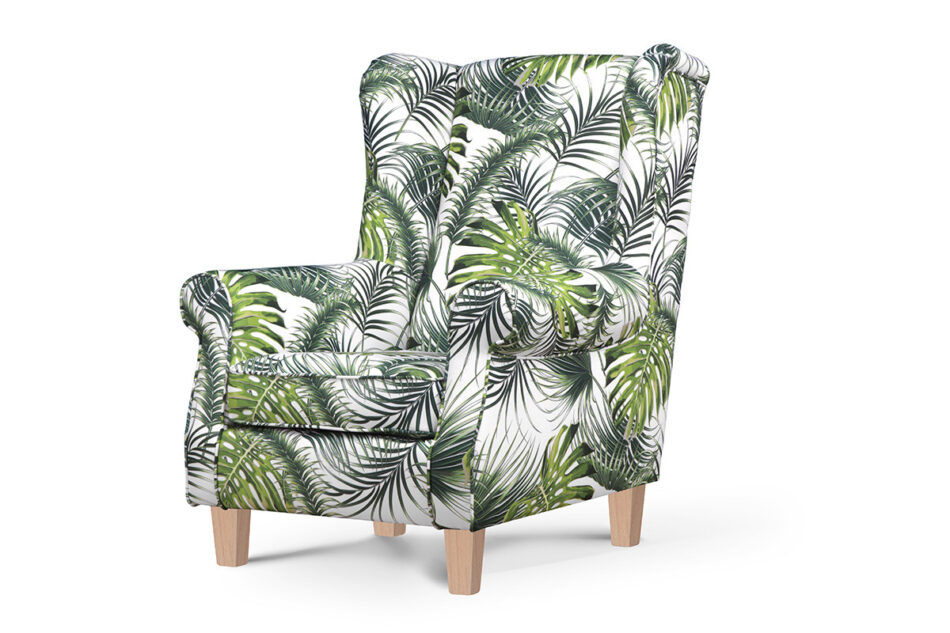 MILES Fotel biały/zielony/buk - zdjęcie 1