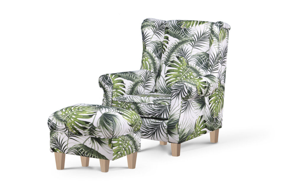 MILES Fotel biały/zielony/buk - zdjęcie 2