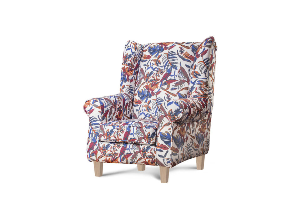 MILES Fotel biały/wielokolorowy/buk - zdjęcie 1