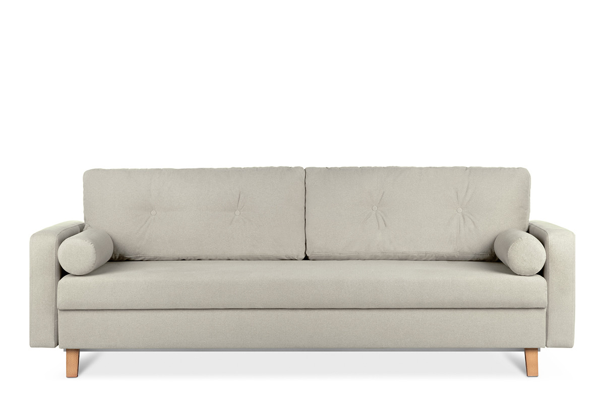 Beżowa sofa 3 osobowa rozkładana