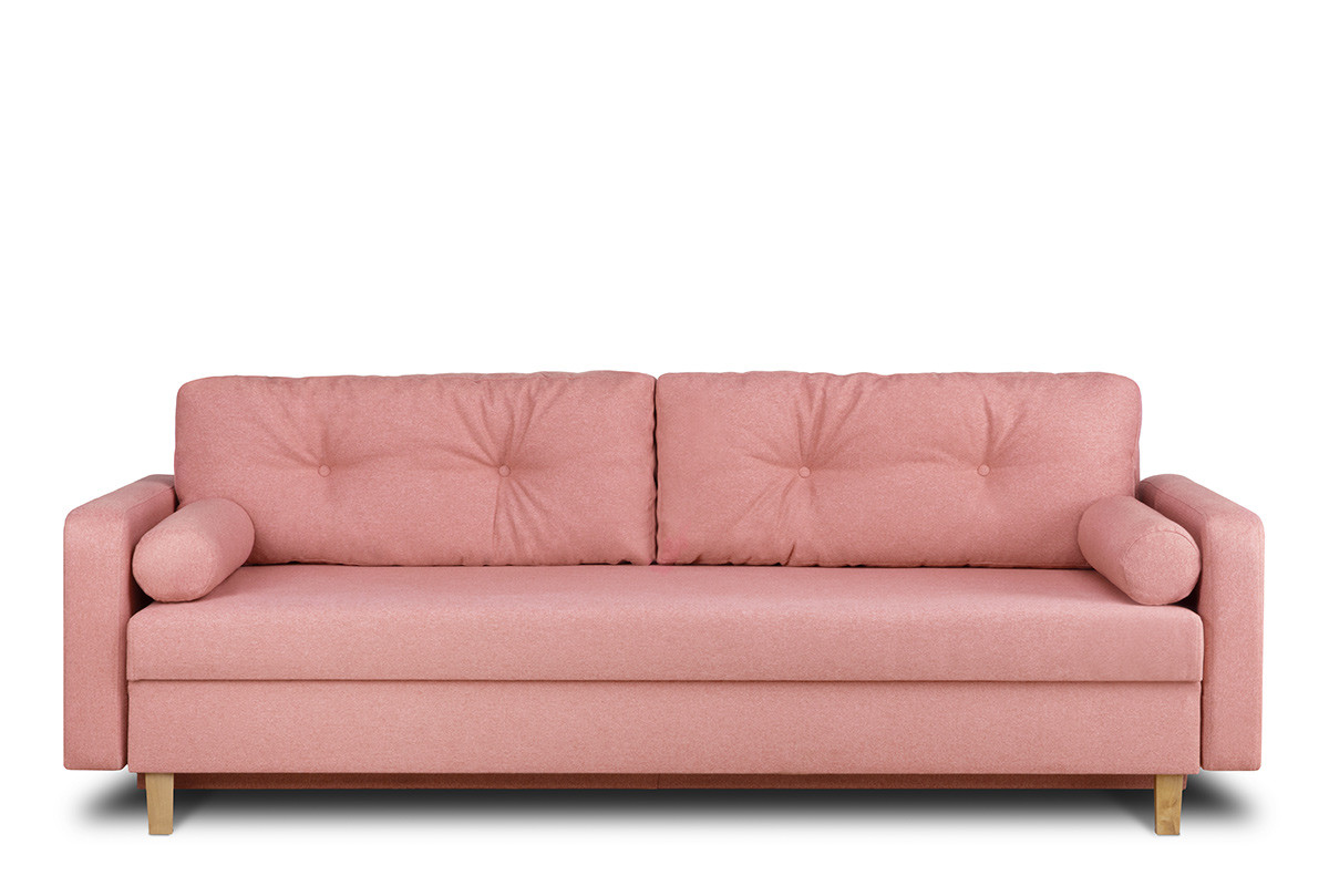 Różowa sofa 3 osobowa rozkładana